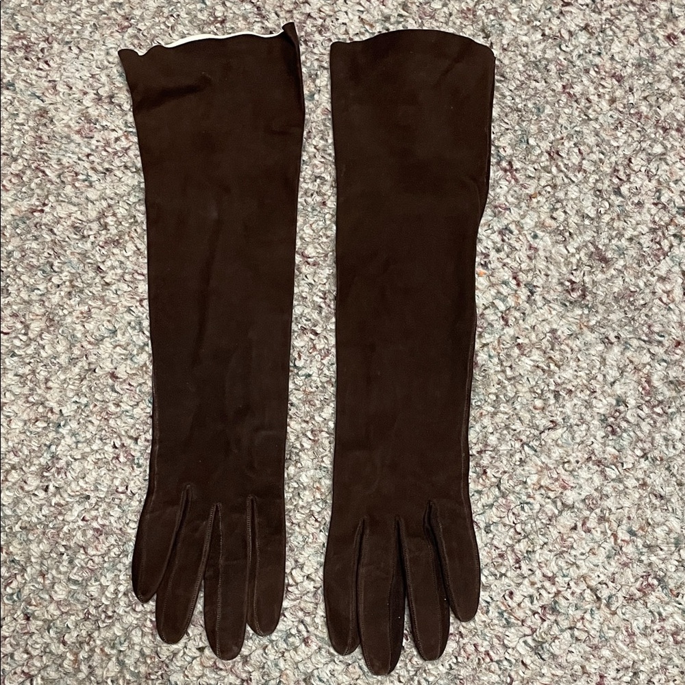 Vintage 40s calfskin leather Long Gloves- made in France